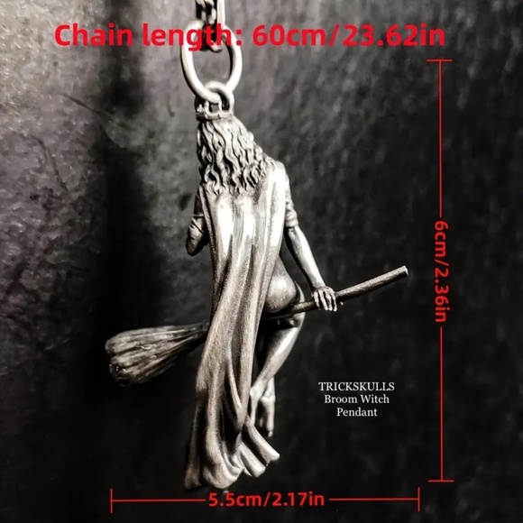 Witch on a Broom Magic Wand Sexy Wiccan Crown Princess + 60 cm Oval Link Chain - Picture 5 of 6